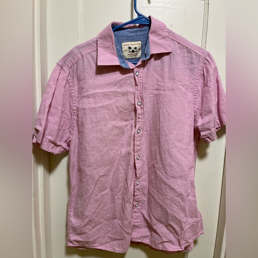 Men's Pink Short Sleeve Shirt - L